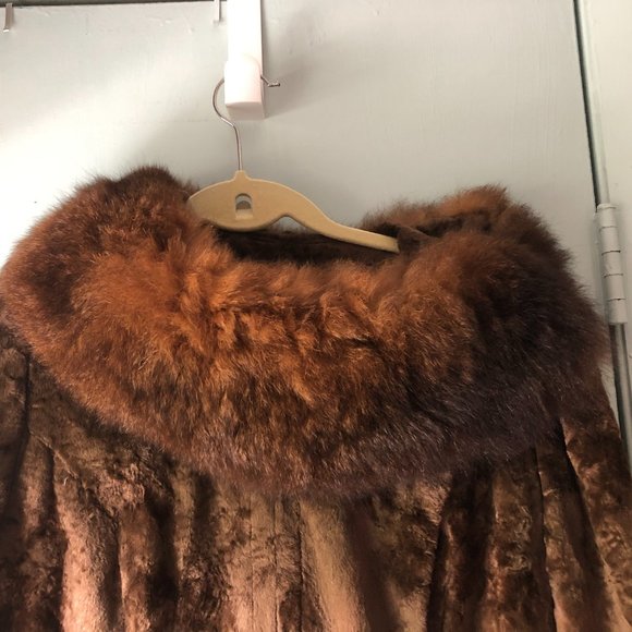 VTG Juniors Coat Fur Trim Velvet Brown Tanganika - Picture 4 of 7